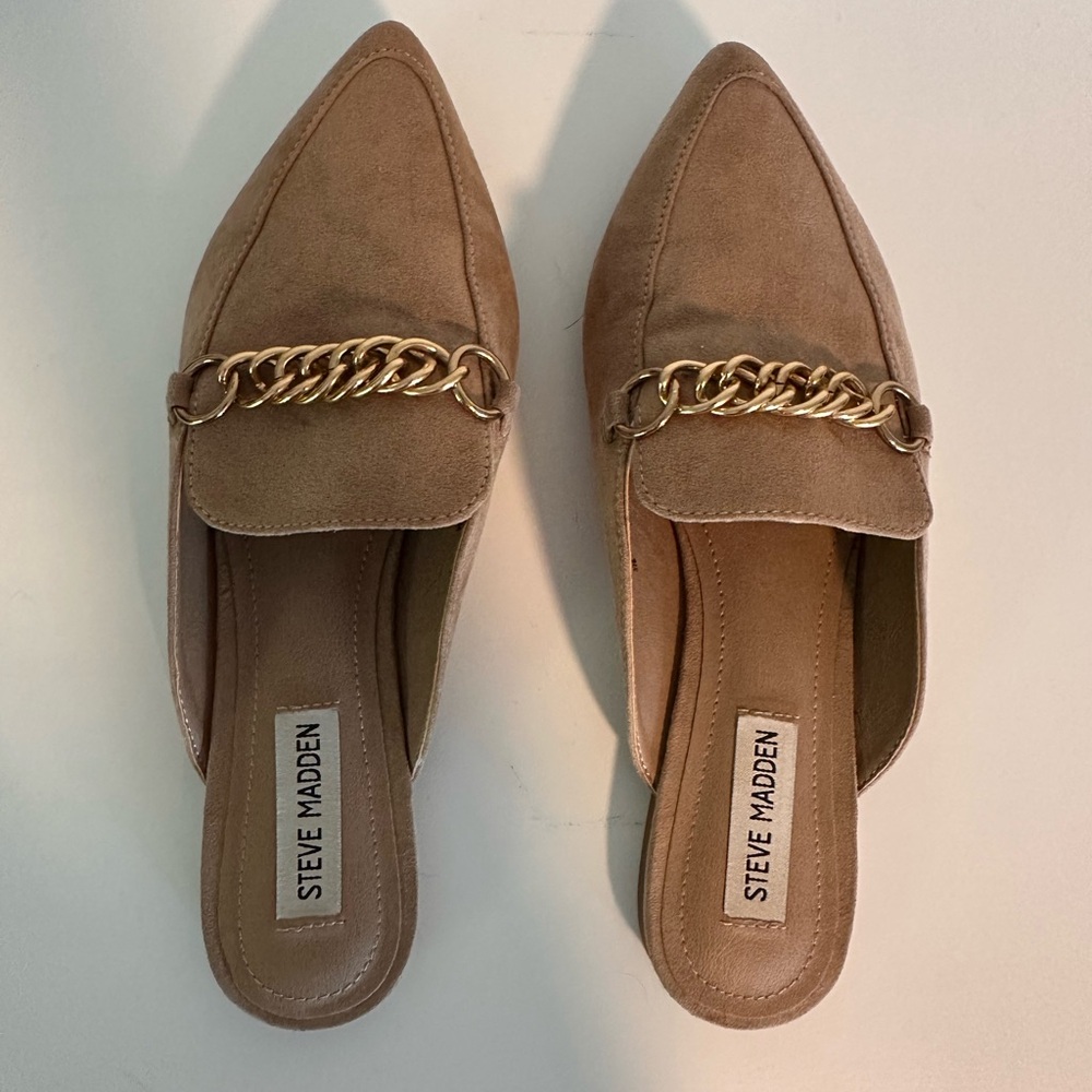 Steve Madden Tan Chain Detail Women's Mules